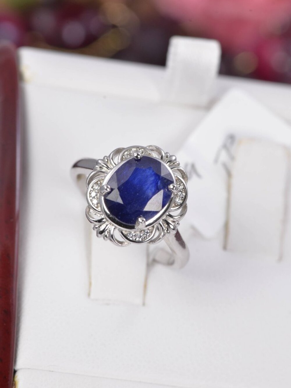 Natural Blue Sapphire Ring Real 925 Sterling Silver